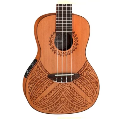 Luna UKE TAPA CDR Solid Cedar Top Concert Acoustic Electric Ukulele with Gig Bag