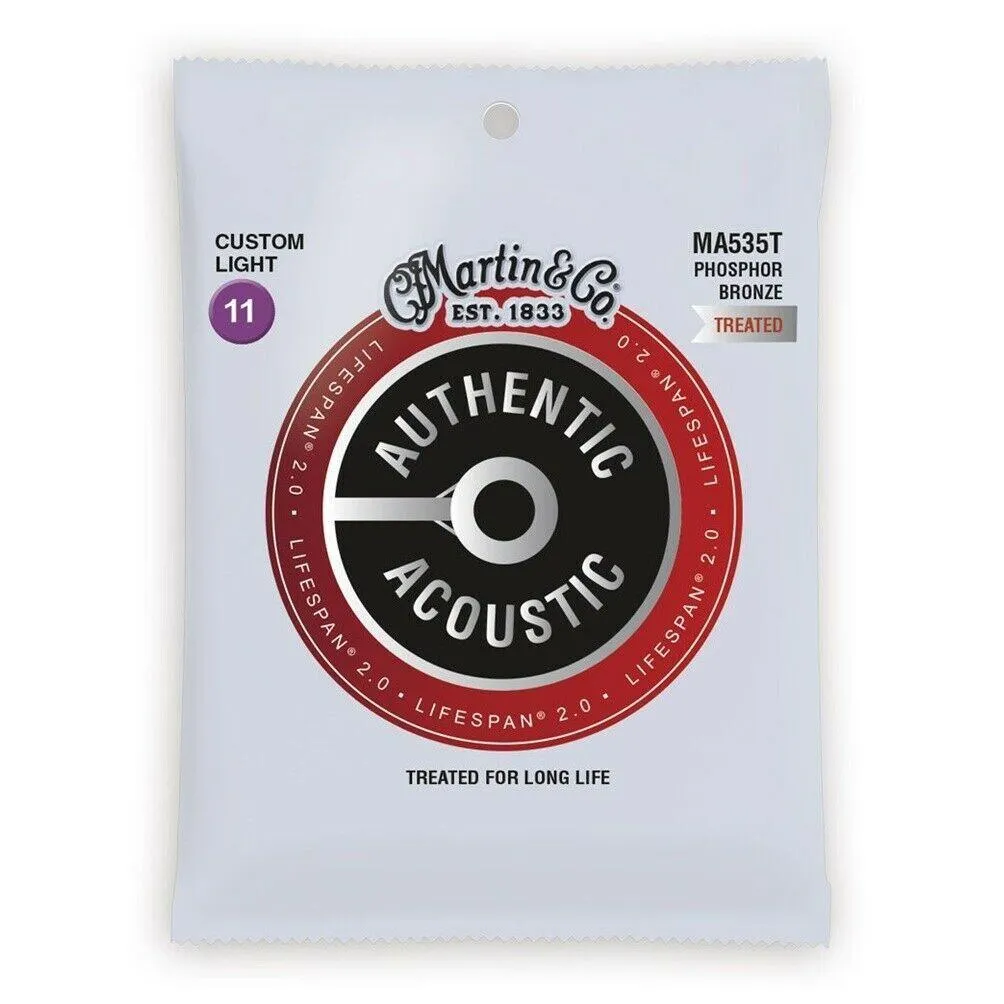 Martin Authentic Acoustic Lifespan 2.0 Treated Guitar Strings - 92/8 11- 52