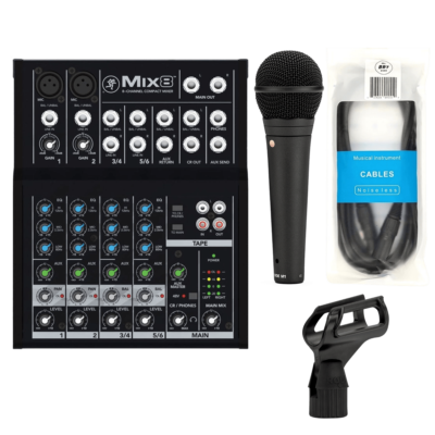 Mackie Mix8 8-channel Compact Mixer + Rode M1 Microphone and BBT 10Ft XLR Cable