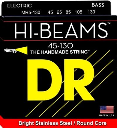 DR Strings Hi-Beam Stainless Steel Round Core MR5-130 5 String Bass Guitar 45-130