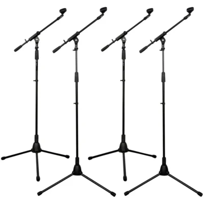 Soundart Deluxe Tripod Boom Microphone Stand 4 Pack  Inc Mic Clip