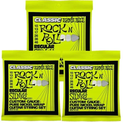 3 x Ernie Ball 2251 Pure Nickel regular Slinky Electric Guitar Strings 10 - 46