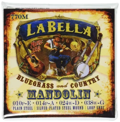 La Bella Mandolin Strings Silver Planted Wound Medium 10 - 38  Loop ends 770M
