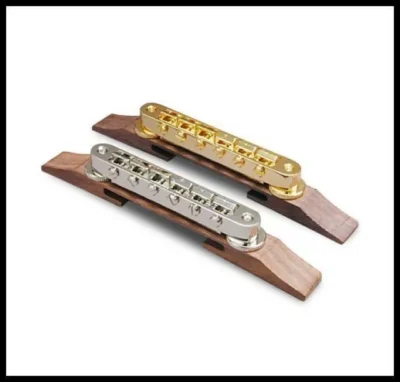 Tune-o-matic Bridge mounted on Rosewood Base For Archtop Guitar Gold
