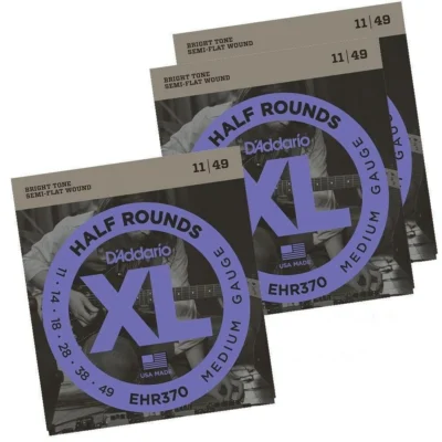 3 Sets D'Addario EHR370 Electric Guitar Strings Half Rounds Medium 11 - 49