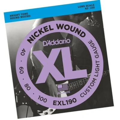 D'Addario EXL190 Nickel Wound Bass Guitar Strings Custom Light 40 - 100 Long Sca