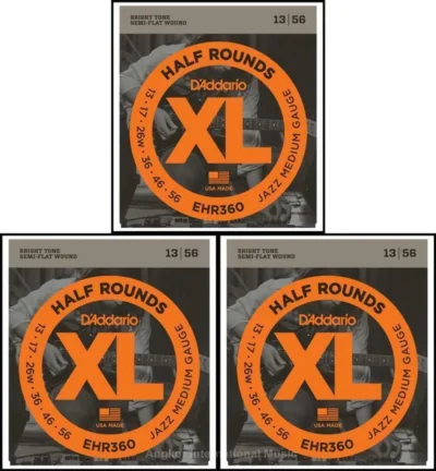 3 x  D'Addario EHR360 Half Round Electric Guitar Strings Jazz Medium 13 - 56