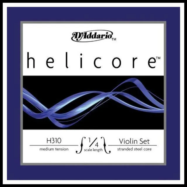 D'Addario Helicore Violin String Set, 1/4 Scale, Medium Tension Violin strings