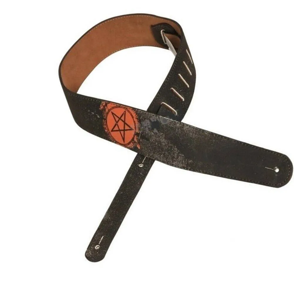 Planet Waves Stoned Leather 2.5 Adjustable Guitar Strap Pentagram 25STL04