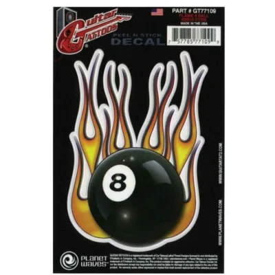 D'Addario Planet Waves Guitar Tattoo Decal Flame 8 Ball GT77109