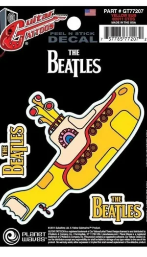 D'Addario Planet Waves Guitar Tattoo Decal Beatles Yellow Sub  GT77207  New