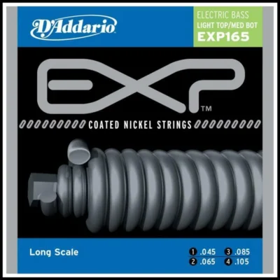 D'Addario EXP165 Coated Soft Top/Regular Bottom Bass Guitar Strings 45 - 105