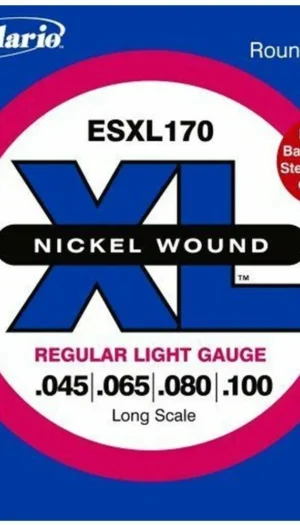 D'Addario ESXL170 Double Ball Nickel Wound  Light Bass Guitar Strings 45 - 100