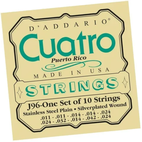 D'Addario J96 Cuatro-Puerto Rico string Set 10 strings 11 - 24 Silver wound