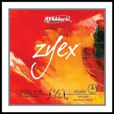 D'Addario Zyex Violin Single A String 4/4  Scale Light Tension Aluminium Wound