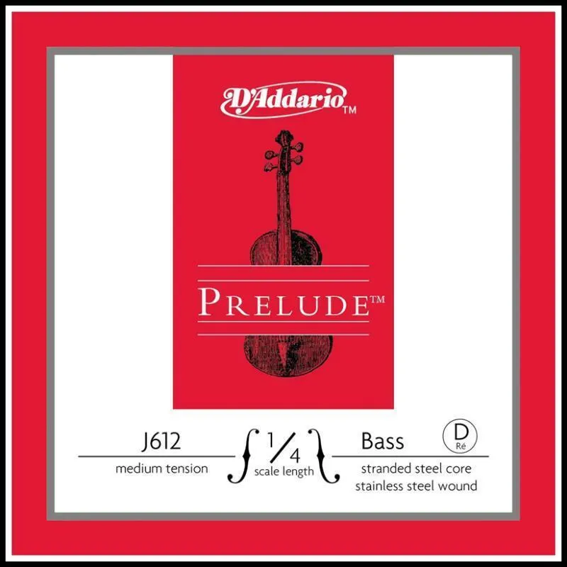 D'Addario Prelude Bass Single D String, 1/4 Scale, Medium Tension J612