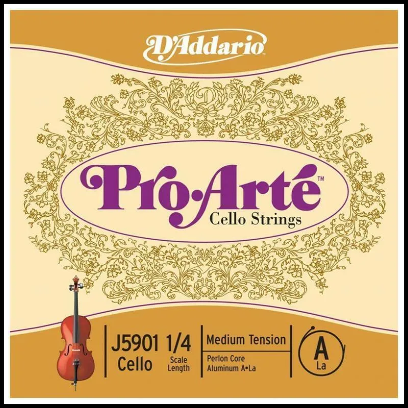 D'Addario Pro-Arte Cello Single A String 1/4 Scale Medium Tension