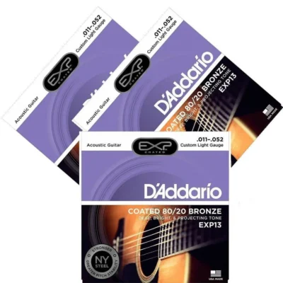 3 sets  D'Addario EXP13 Coated   Custom Light Acoustic Guitar Strings 11 - 52