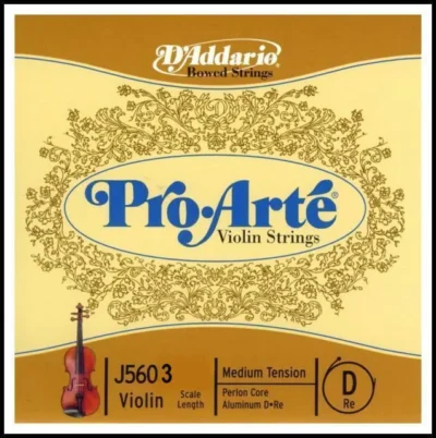 D'Addario Pro-Arte Violin Single D String, 4/4 Scale, Light Tension