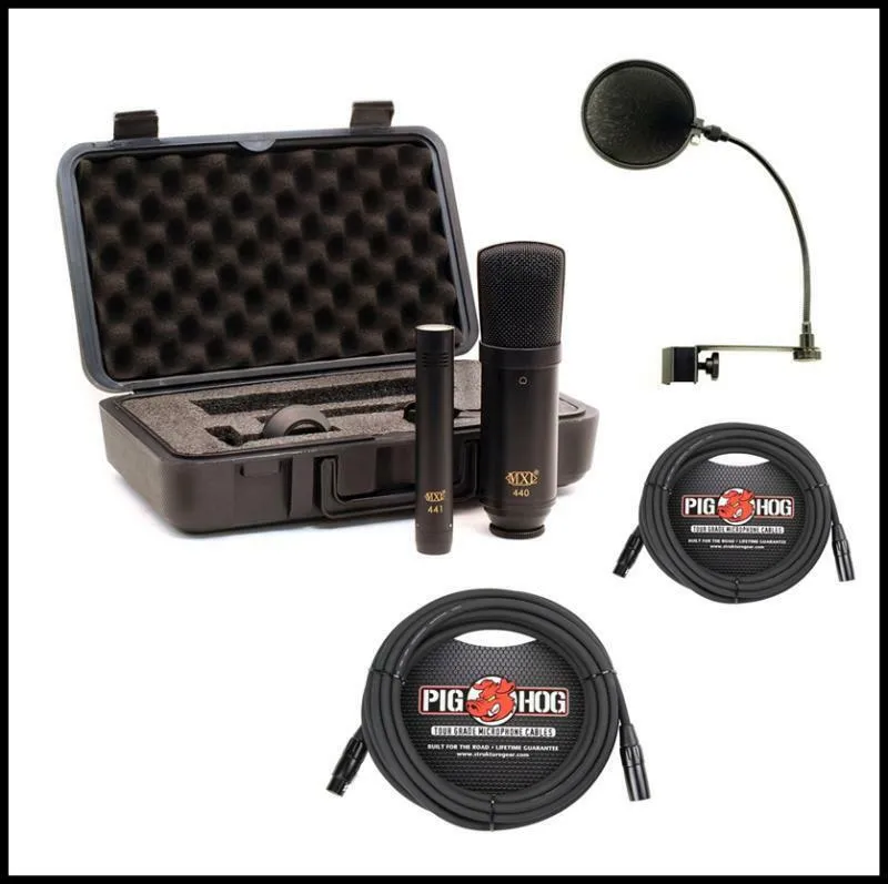 MXL 440/441 Microphone Recording Ensemble with Case MXL POP and 2 x XLR Cables