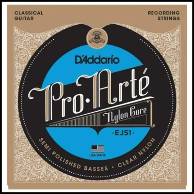 D'Addario EJ51 Pro-Arte Recording Classical Guitar Strings Polished Basses Hard