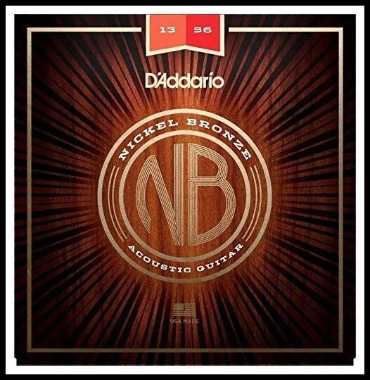 D'Addario NB1356 Nickel Bronze Acoustic Guitar Strings, Medium, 13 - 56 NB 1356
