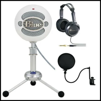 Blue Microphones Snowball USB Recording Microphone with Studio Headphones & Pop
