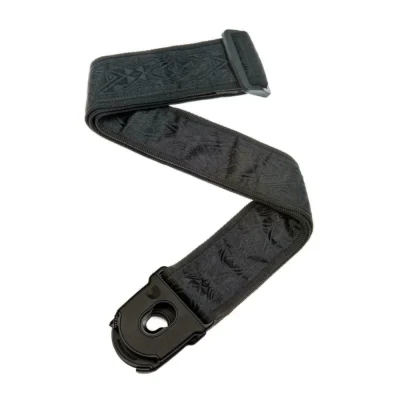 D'addario Planet Lock Guitar Strap - Black Satin 2" wide Woven Strap 50PLB01