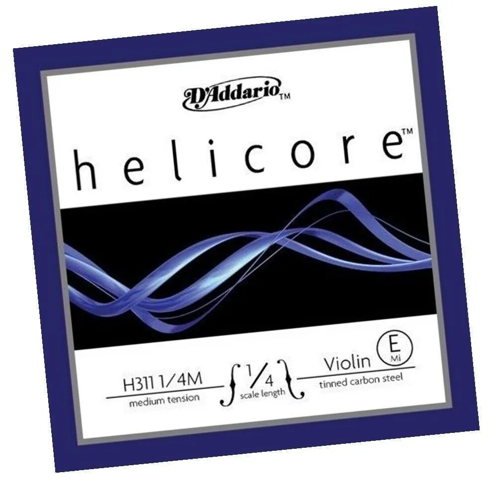 D'Addario Helicore Violin Single E String 1/4 Scale, medium Tension