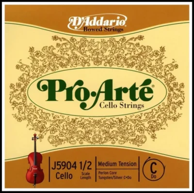D'Addario Pro-Arte Cello Single C String, 1/2  Scale, Medium Tension J5904