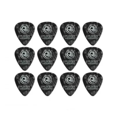Planet Waves 12 Guitar Picks Celluloid Heavy Gauge Black Pearl 1.00mm