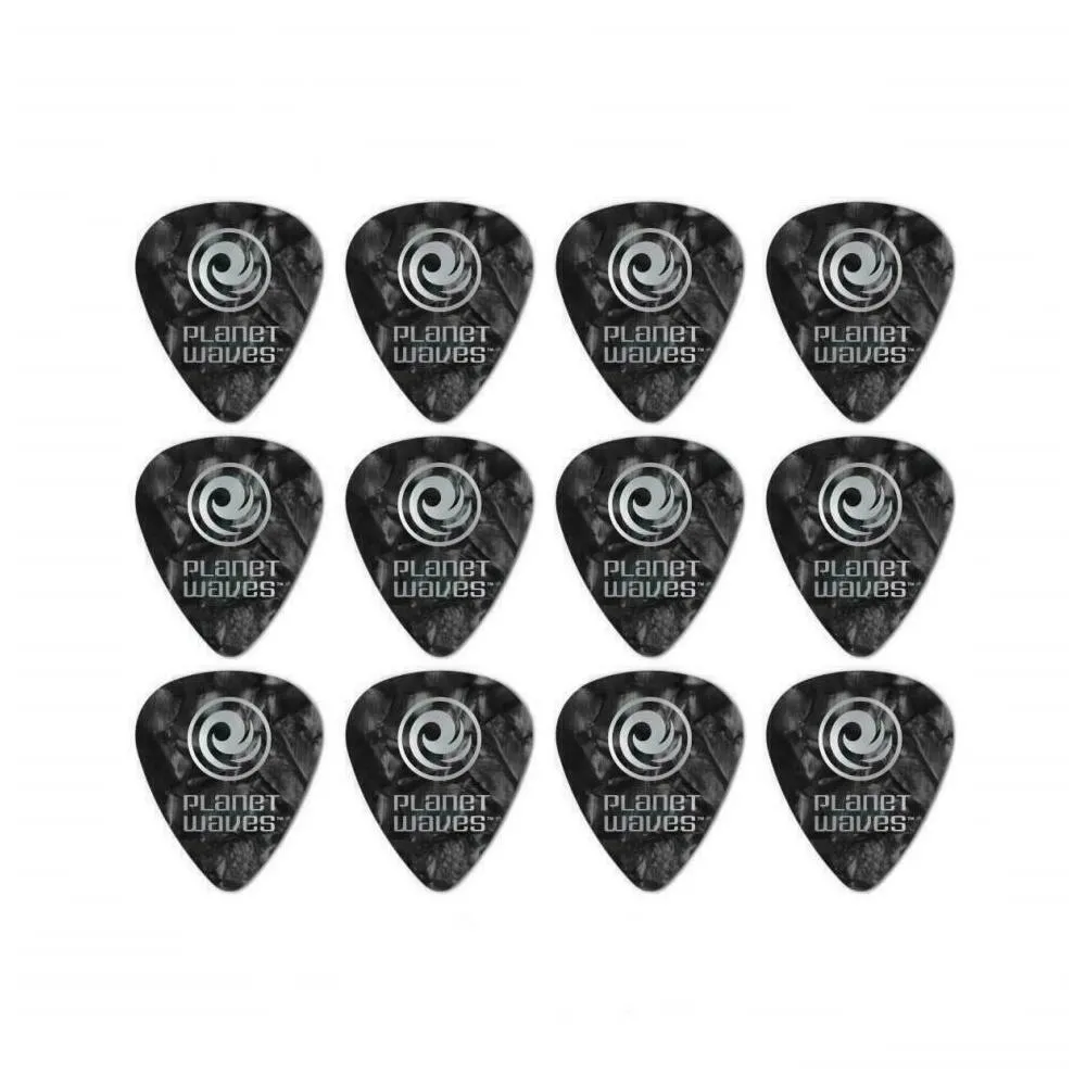 Planet Waves 12 Guitar Picks Celluloid Heavy Gauge Black Pearl 1.00mm