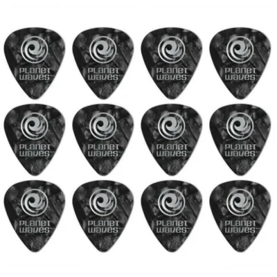 Planet Waves 12 Guitar Picks Celluloid Extra Heavy Gauge Black Pearl 1.25mm