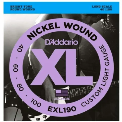 D'Addario EXL190 Nickel Wound Bass Guitar Strings Custom Light 40-100 Long Scal
