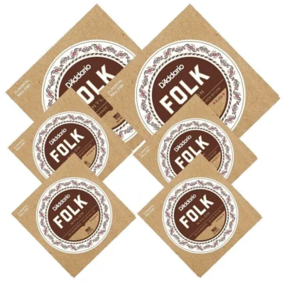 D'Addario EJ34 Folk Nylon 80/20 Bronze / Ball End Black Treble Guitar Strings