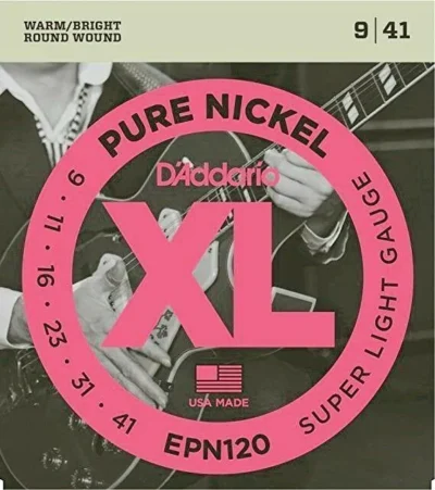 D'Addario EPN120 Pure Nickel Super Light Electric Guitar Strings gauge 9 - 41