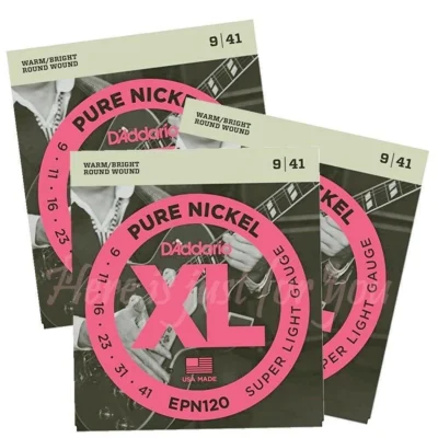 3X D'Addario EPN120 Pure Nickel Super Light Electric Guitar Strings 9 - 41 3Sets