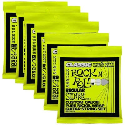 6 x Ernie Ball Pure Nickel regular Slinky Electric Guitar Strings 10 - 46  2251