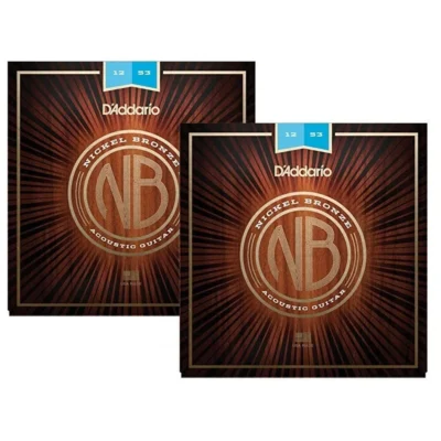 2 X D'Addario Nickel Bronze Acoustic Guitar Strings,Light 12 - 53  NB1253 2 Sets