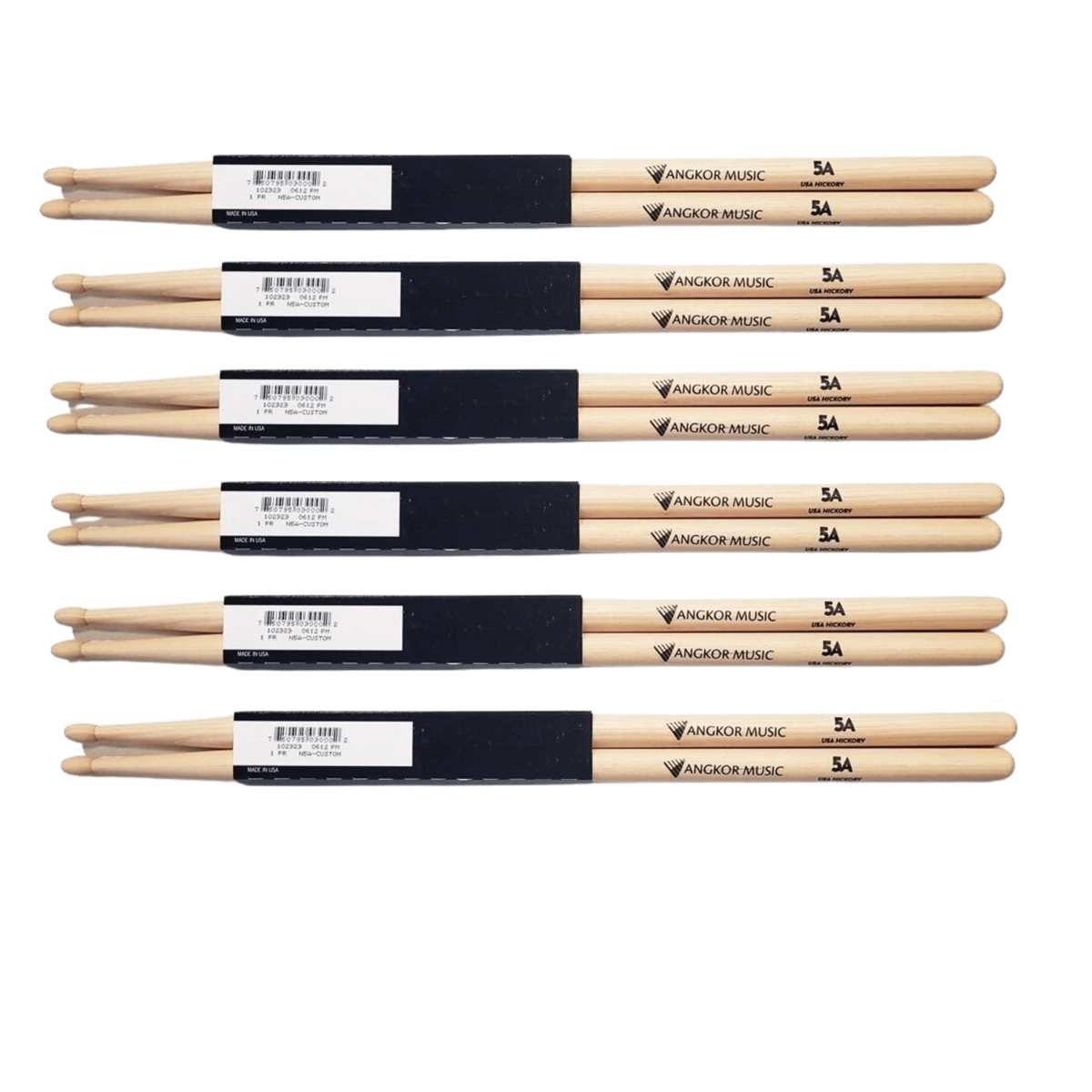 Vic Firth Nova 5A wood tip Drumsticks - exclusive Angkor Music - 6 Pairs
