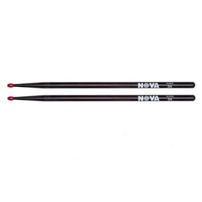 Vic Firth Nova Black 5A Nylon Red Tip 1 Pair American Hickory Drumsticks