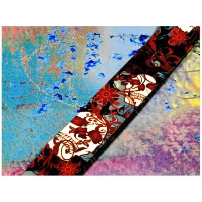 Levys SONIC ART Guitar Strap MPD2-047 Made in Canada Skulls with Flowers