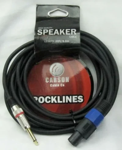 Carson Rocklines 20 Foot Speaker Cable 6m 1/4" Plug - Speakon 20'