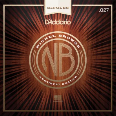 D'Addario NB027 Nickel Bronze Wound Acoustic Guitar Single String, .027