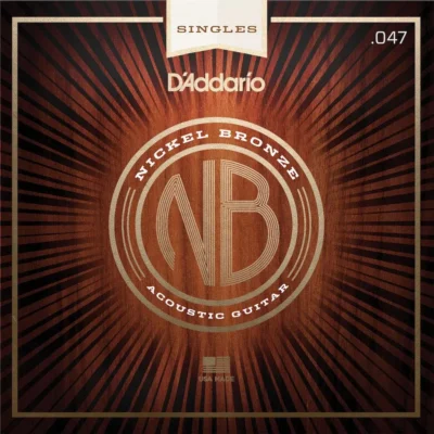 D'Addario NB047 Nickel Bronze Wound Acoustic Guitar Single String, .047