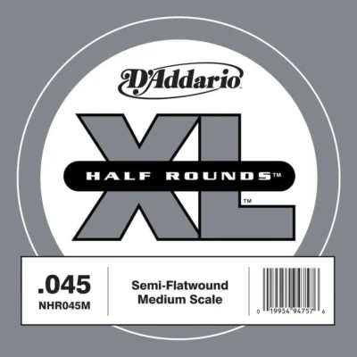 D'Addario NHR045M Half Round Bass Guitar Single String, Medium Scale, .045