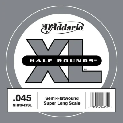 D'Addario NHR045SL Half Round Bass Guitar Single String, Super Long Scale, .045