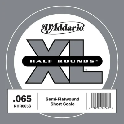 D'Addario NHR065S Half Round Bass Guitar Single String, Short Scale, .065