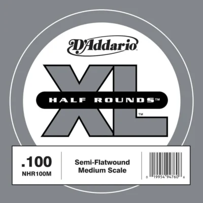 D'Addario NHR100M Half Round Bass Guitar Single String, Medium Scale, .100