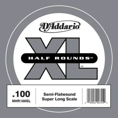 D'Addario NHR100SL Half Round Bass Guitar Single String, Super Long Scale, .100